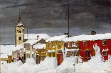 Rue à Røros en hiver